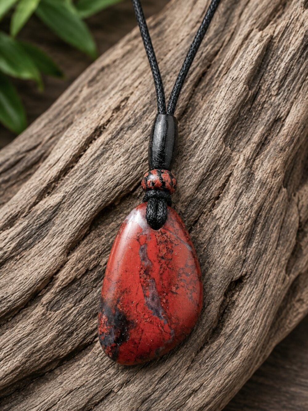 Brecciated Jasper Gemstone Pendant Red Black | Handmade - Picture 7 of 7